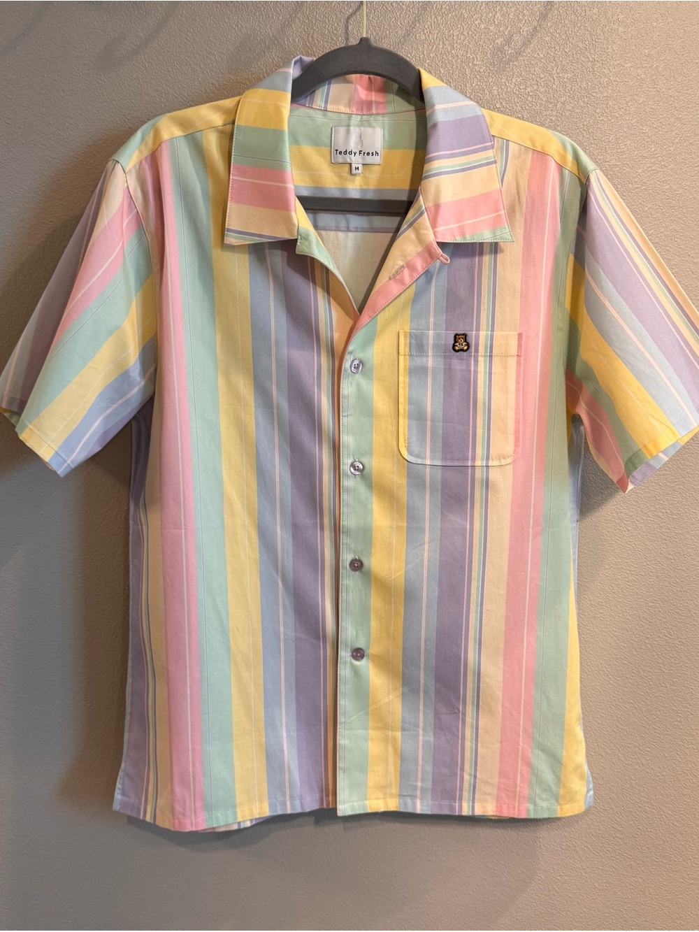 Teddy Fresh Men’s Pastel Stripe Camp Shirt - Multi